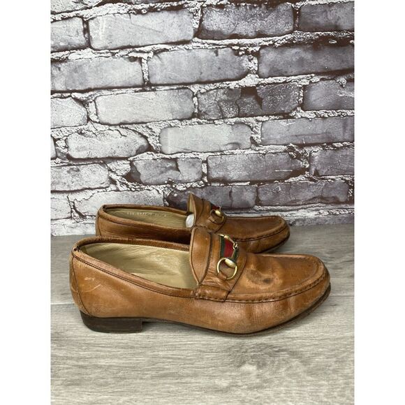 Gucci Brown Leather Web Horsebit Dress Loafers Shoes Men’s Sz 10.5D US/44EU Read - Picture 3 of 16
